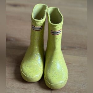 Hunter Kids Glittery Yellow Rain Boots